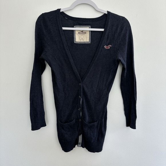 Vintage Y2K HOLLISTER Babydoll Sweater Cardigan Small Blue 100 Cotton Bella Swan - Picture 1 of 8